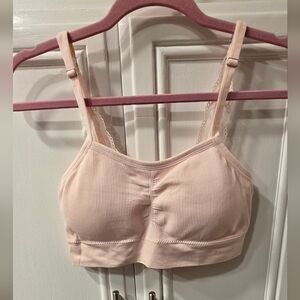 NWOT ~ Tahari Women's Ribbed Bralette with Lace Trim ~ Light Pink ~ Size 1X